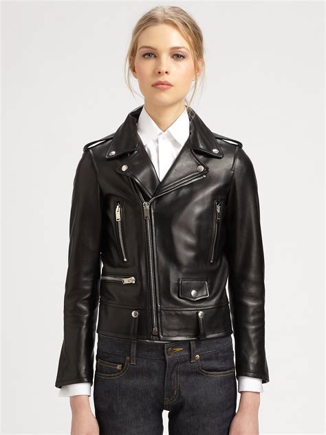 ysl leather jacket women